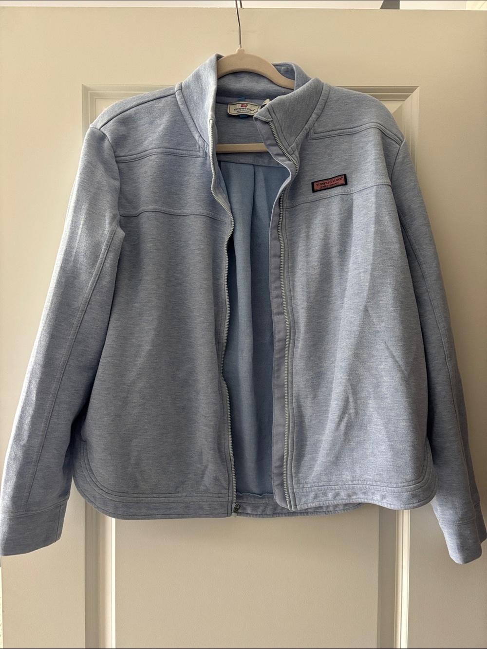 Vineyard Vines Pale Blue Zip Jacket with Logo Patch